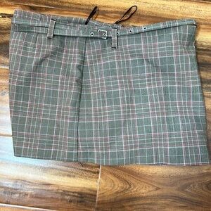 Zara Basic Plaid Mini Skirt - Belted - Small